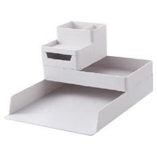 書桌整理文具辦公用品收納整理盒3件組, 1套, 白色