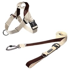 분독 강아지 플레이리쉬 320cm 카라비너 0109 하네스 세트, 베이지브라운, 1세트