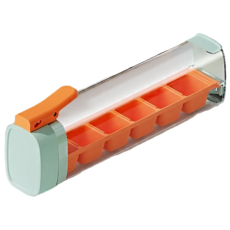 couselect 自製小型按壓式製冰格/家用製冰盒/儲冰盒/冰塊磨具 單手按壓出冰, 1個, 橘色