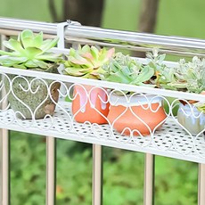 21세기트랜드 아르코 라운드 베란다 화분걸이 화분거치대 60 x 25 x 12 cm, 화이트, 1단