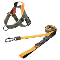 분독 강아지 플레이리쉬 320cm 카라비너 0109 하네스 세트, 카키오렌지, 1세트