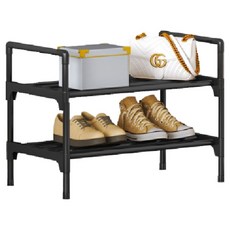 Andami 多層簡易鞋架 室內玄關收納層架 2層, 黑色, 1個