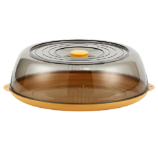 couselect 可疊堆保溫食物保鮮菜罩/微波爐加熱防濺油蓋/防蟲防塵食物罩/保溫蓋/防油蓋/防濺罩, 黃色, 1個