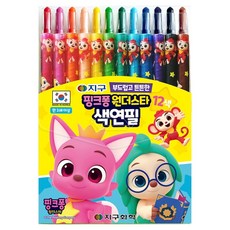 지구화학 핑크퐁 원더스타 색연필 12종 세트, 12색, 1세트
