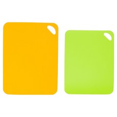 GHIDINI 高級廚房砧板 橘色大+綠色小 套組, 1套, 橘色, 綠色