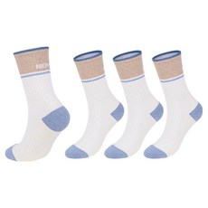 NEPA 女款雙色無壓緩震長筒登山襪, 象牙白 + 米色, 4個