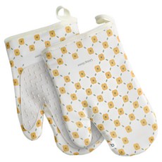 Living Home 矽膠雙手組烤箱廚房手套, 1套, 象牙白