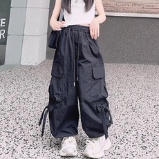 女童款寬鬆蝴蝶結工裝褲