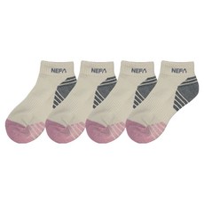 NEPA 女款圖案Logo氣墊短筒登山襪, 4個, 象牙色+粉色