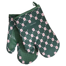 Living Home 矽膠雙手組烤箱廚房手套, 1套, 綠色