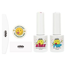 Tilda 底膠 封層膠 10ml 2入, 1套, 底膠 + 封層膠 + 木質磨棒 + 磨甲塊 + 圓形磨甲片