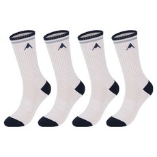 네파 남성용 스트라이프 A로고 쿠션 장목 등산양말, 아이보리 + 네이비, 4개