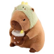 카피바라 봉제인형, 40cm, 초록모자버블티, 1개