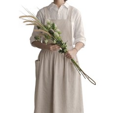 리빙홈 린넨 코튼 앞치마, 베이지, 1개