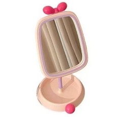 머니풀컬러볼리본포인트사다리골탁상거울, 핑크