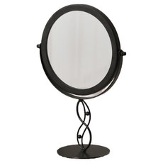 Moneyfull高清圓形高腳化妝桌鏡, 黑色