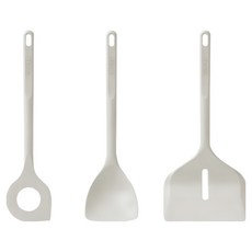 Fkok 矽膠烹飪工具3件組, 攪拌槳 + 湯匙刮刀 + 大號鍋鏟, 3套, 奶油白