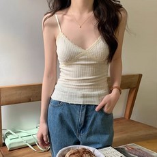 TANIZ 女款Umen內置胸墊蕾絲層次內搭細肩帶背心