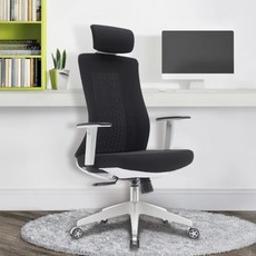 E-home Vortex 4.0 旋流白框高背半網扶手人體工學電腦椅 LX608A-blk, 黑色