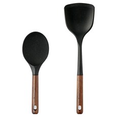 Easy Sili Nova木柄矽膠廚具2件組, 1套, 單一顏色, 刮刀 + 鍋鏟