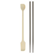 JR 矽膠料理筷 + 雙向奶油果醬抹刀兩用刮刀長柄勺套組, 料理筷 + 長柄勺, 1套, 奶油色(長柄勺), 摩卡色(筷子)
