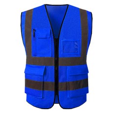 TIS 全網眼口袋型安全背心 工作服 深藍色, 1件