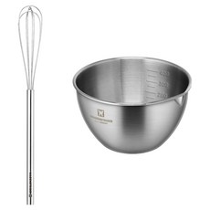 WAGENSTEIGER 圓形打蛋器 25cm + 中型攪拌盆 套組, 1套, 單一顏色, 打蛋器 + 攪拌盆