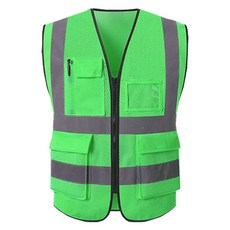 TIS 全網眼口袋型安全背心 工作服 淺綠色, 1件