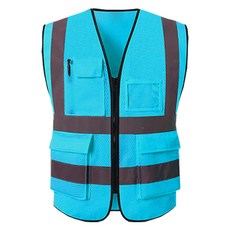 TIS 全網眼口袋型安全背心 工作服 天藍色, 1件