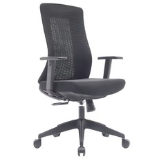 E-home Turbo 2.0 極速黑框中背扶手半網人體工學電腦椅 LX602A-blk, 黑色