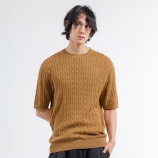 Modern Aaron 男士麻花圓領短袖針織衫