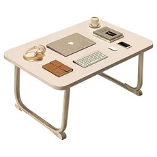 Maripore床邊桌 折疊式筆電書桌 學生用讀書桌 平面型 床邊托盤 60*40cm, 暖白