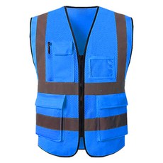 TIS 全網眼口袋型安全背心 工作服 藍色, 1件