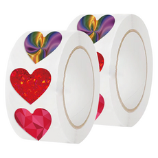 Potenkit 裝飾用裝飾膠帶 閃亮愛心 2.5cm 500入, 2個, 混合色