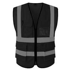 TIS 全網眼口袋型安全背心 工作服 黑色, 1件