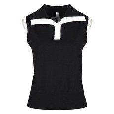 luxgolf 女款 430高爾夫 開襟撞色鏤空無袖針織衫 LB25M508W