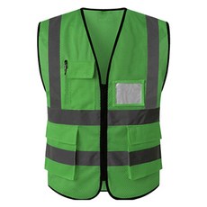 TIS 全網眼口袋型安全背心 工作服 綠色, 1件