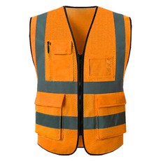 TIS 全網眼口袋型安全背心 工作服 橘色, 1件
