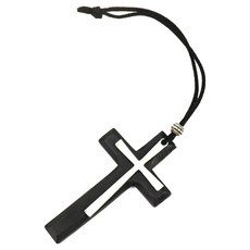 Signpost 新車禮物 車用十字架裝飾 8 x 5 cm, 黑色 + 銀色金屬, 1個