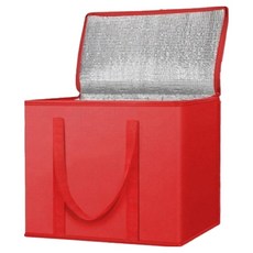 瑪莉森林 大容量 可折疊 野餐 便當 外送 鋁製保冷袋 + 底板 套組, 1個, 紅色