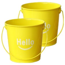 미소로운 Hello 펜정리 틴 연필꽂이 11.5 x 11.5 x 9 cm, 옐로우, 2개