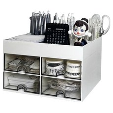 HATAE SMALL 現代桌面整理盒 白色組合 四層抽屜櫃, 1個, 混合色