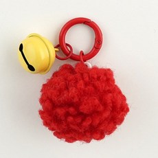 Lucy Market 蓬鬆毛球鑰匙圈, 2個, 紅色