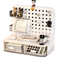 Hataesmall 摩登桌面收納盒, 1個, 網孔白色