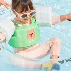 키키쿼카 아동용 멜로우 체크 암링자켓, 연두, 1개