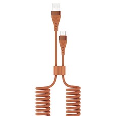 스마텍 A타입-C타입 USB 초고속 충전 스프링 케이블 STCB-S1 UC, 브라운, 1개, 1.5m