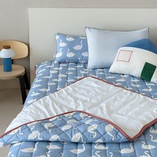 FRAMBOISE 嬰幼兒用 Shuni 純棉絎縫防水墊, 1個, 藍色