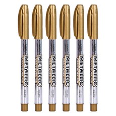 Paborabo 柔滑墨水金屬麥克筆 金色 14 x 1.2 cm, 6個, 1色