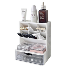 하태스몰 데일리 데스크정리함 6칸수납 서랍장, 화이트 + 투명, 1개