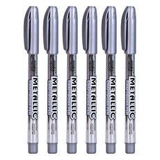 파보라보 부드러운 잉크 메탈릭 마카펜 실버 14 x 1.2 cm, 6개, 1색